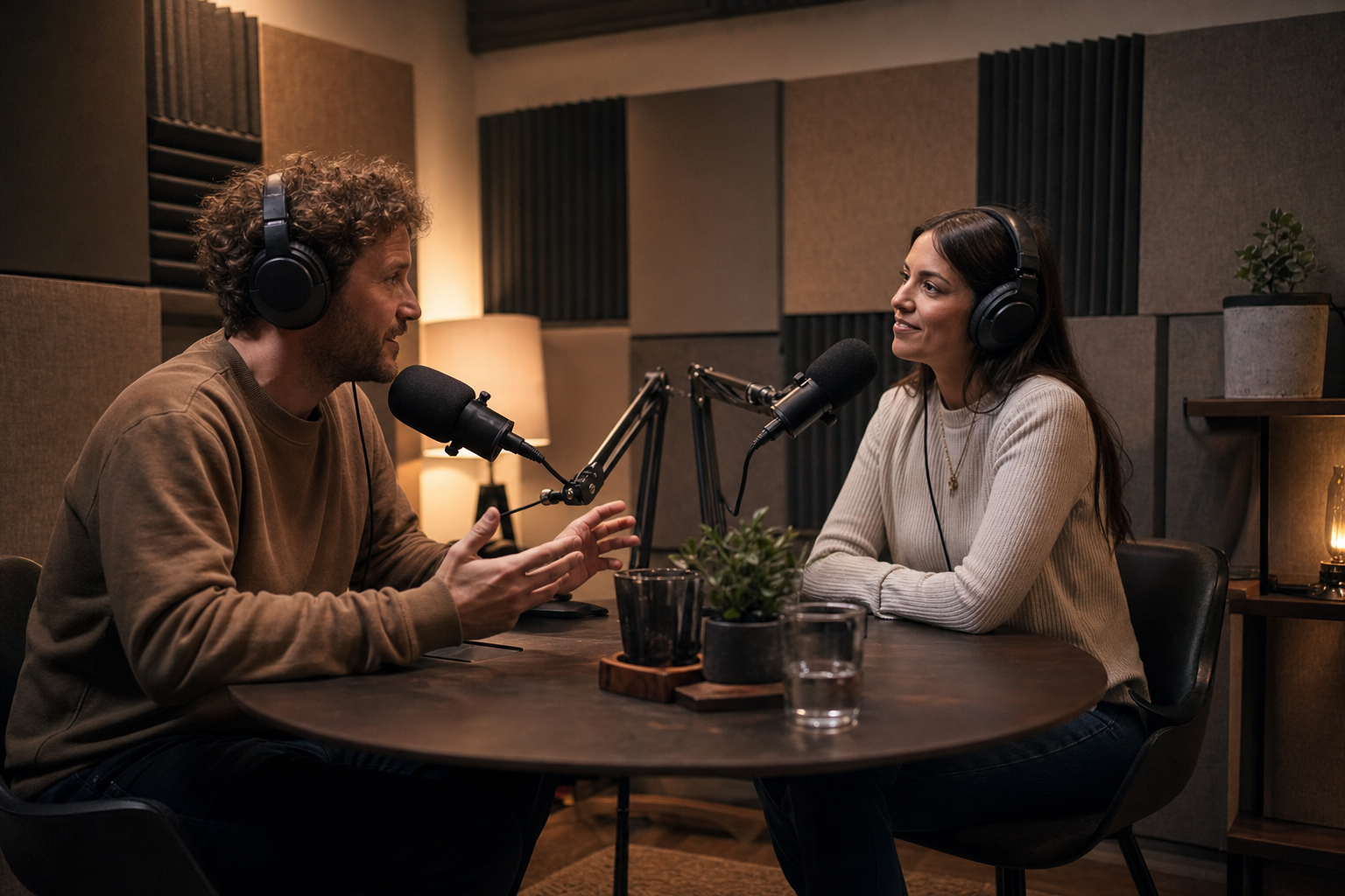 Deux personnes enregistrant un podcast